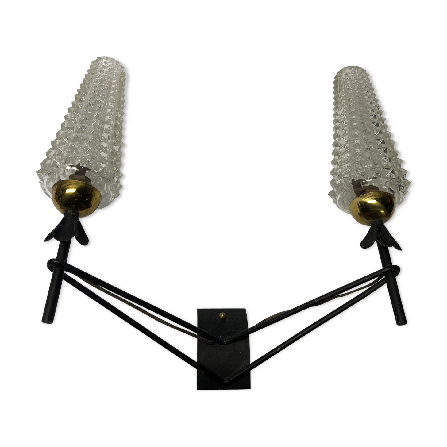 Wall light 50s brass metal glass