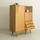 Oak desk cabinet with wardrobe space and fully pickled showcase, circa 60