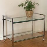 Rolling service 70s chrome metal and glass