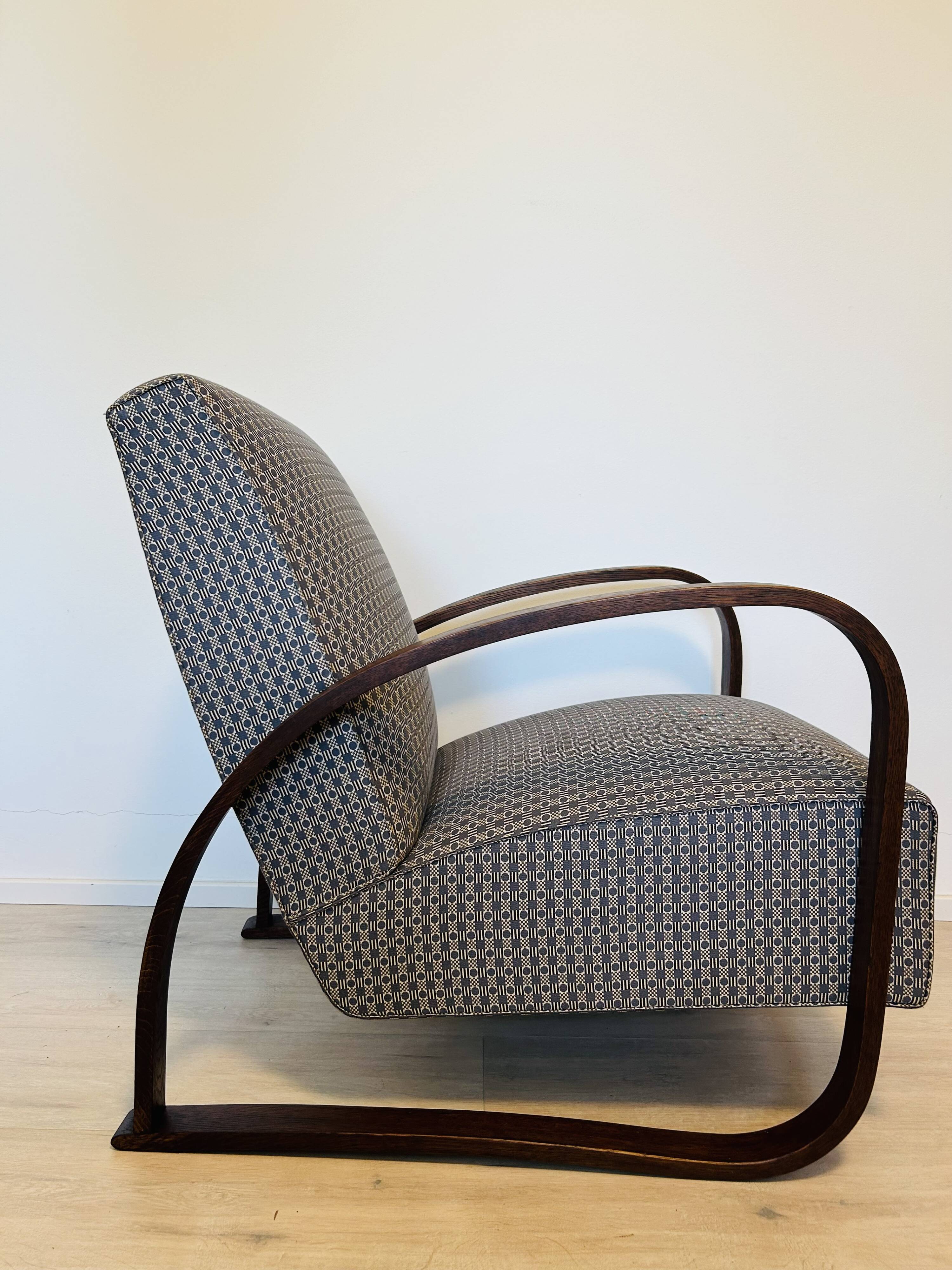 Fully restored Vintage Armchair by Jindrich Halabala model H-70 from Czechoslovakia 1950’s