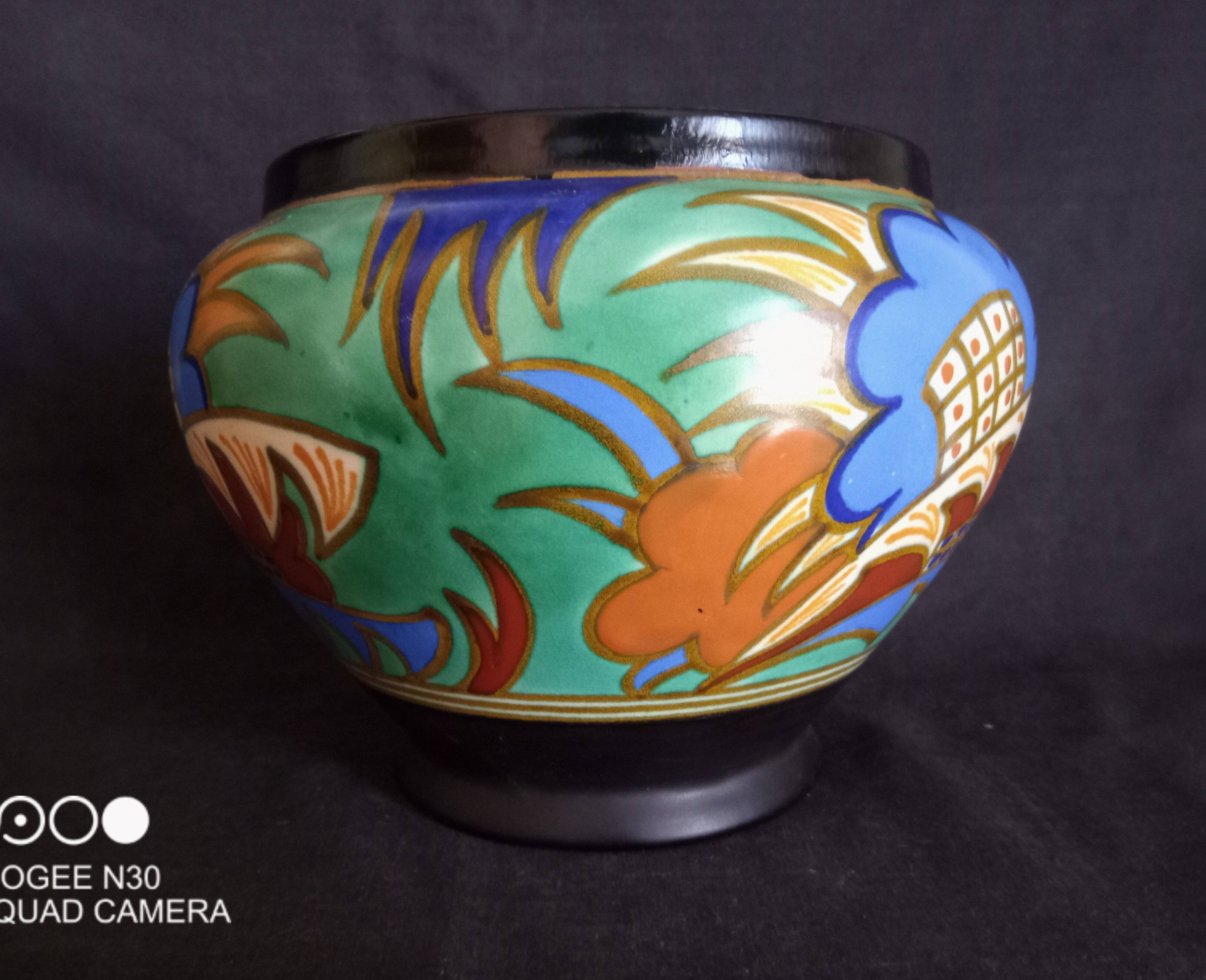 Large Gouda Vase, Art Deco geometric patterns, 1920s