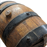 Decorative wooden barrel on support