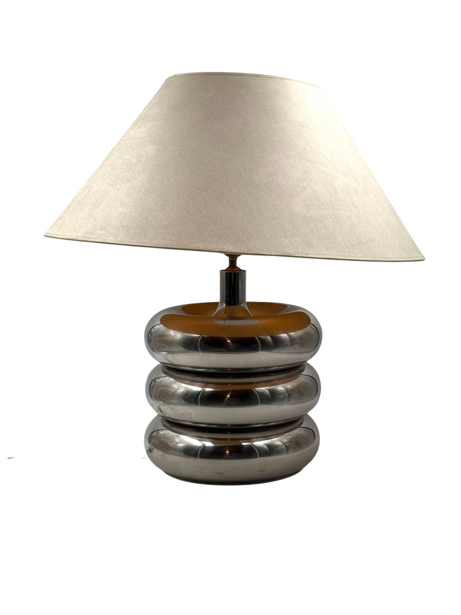 Hollywood regency chromed table lamp base, Luci Milano Italy, 1970s