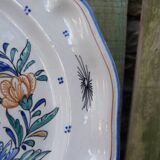 Old Gien earthenware scalloped plate with Cornucopia pattern