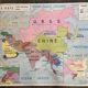 Old educational poster, school map, front and back