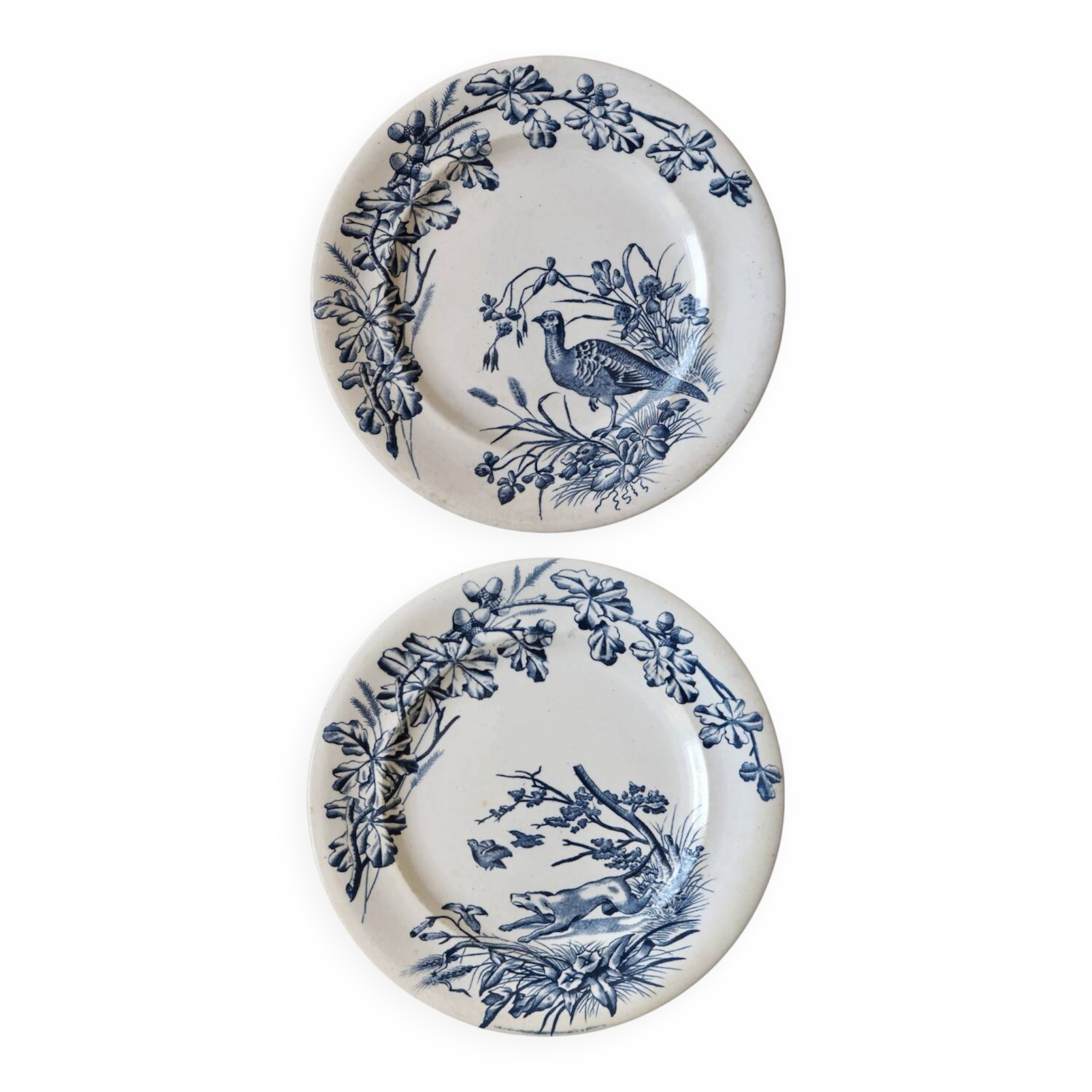Pair of plates J.S. and Co. Terre de Fer "Hunt"