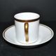 Charles Hebert Rouen porcelain – Antique litron coffee cup with gold trim.