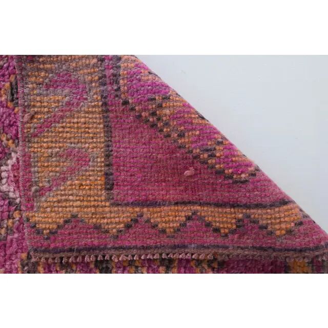 1970s Turkish Hand-Knotted Wool Cotton Pink Runner 87x294