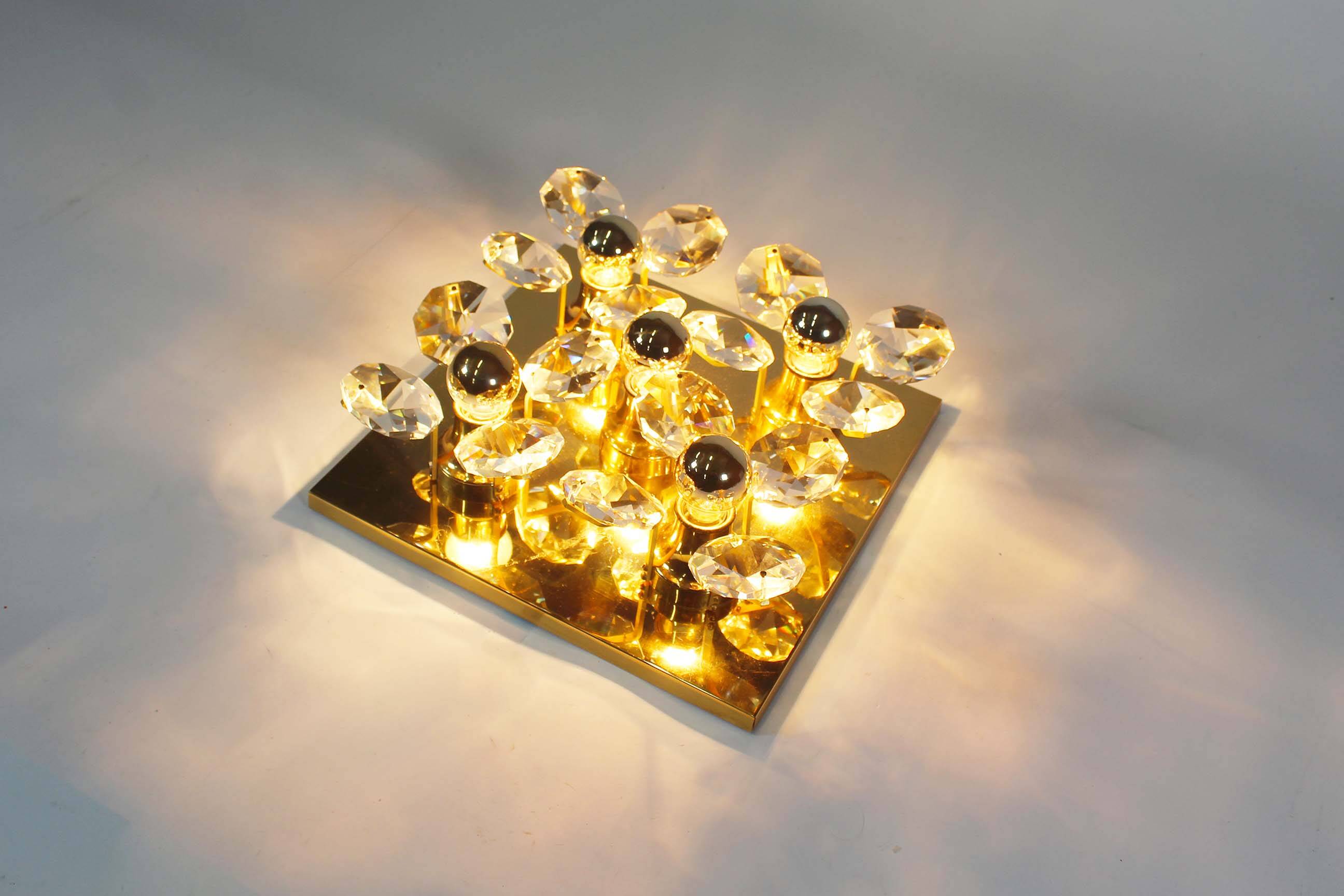 Stunning 1970's Brass Flush Mount Light by Christoph Palme