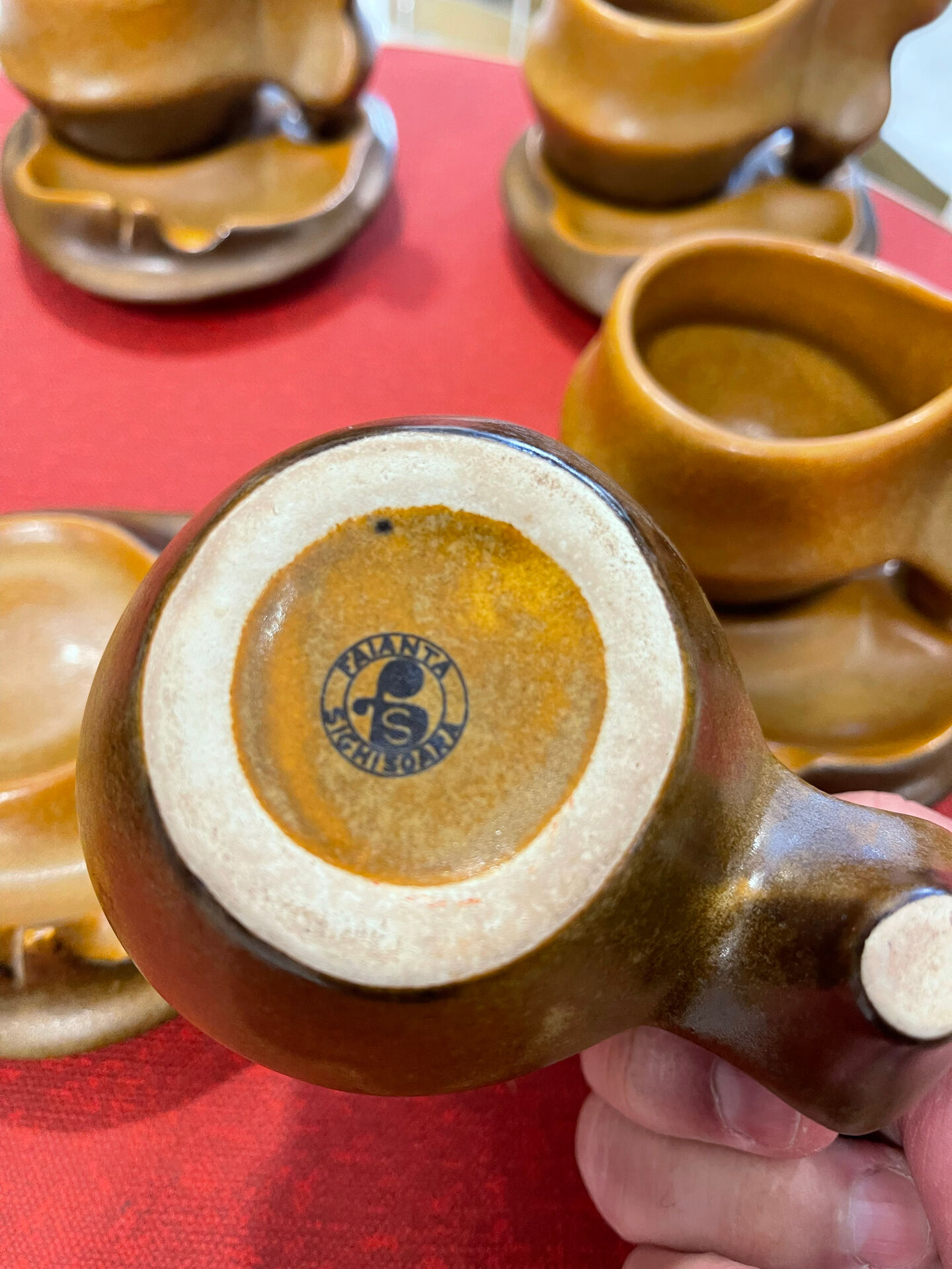 6 cups with saucers 1970. Sighisoara earthenware.