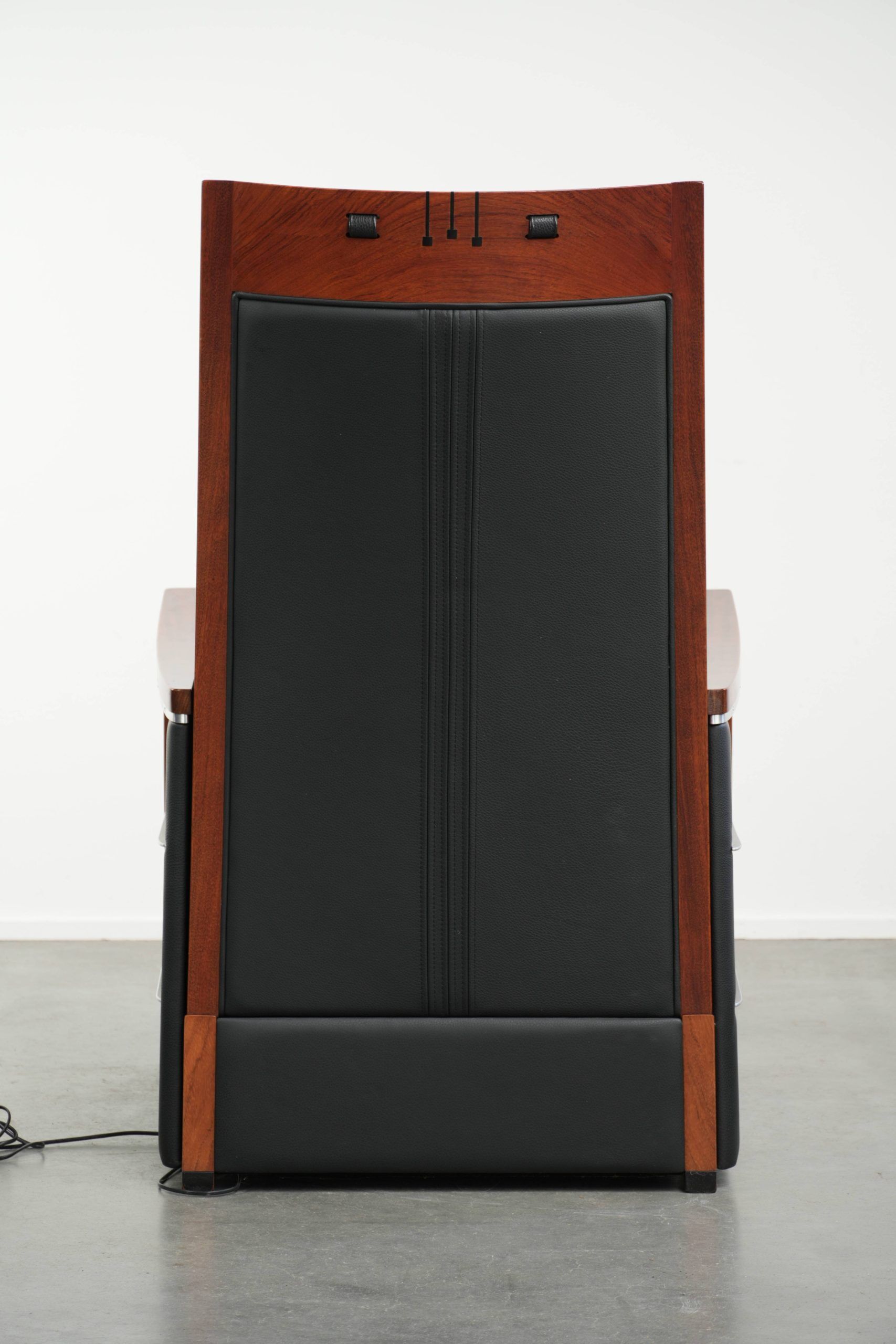 Recliner électrique réglable au design Art Déco en cuir de vache noir
