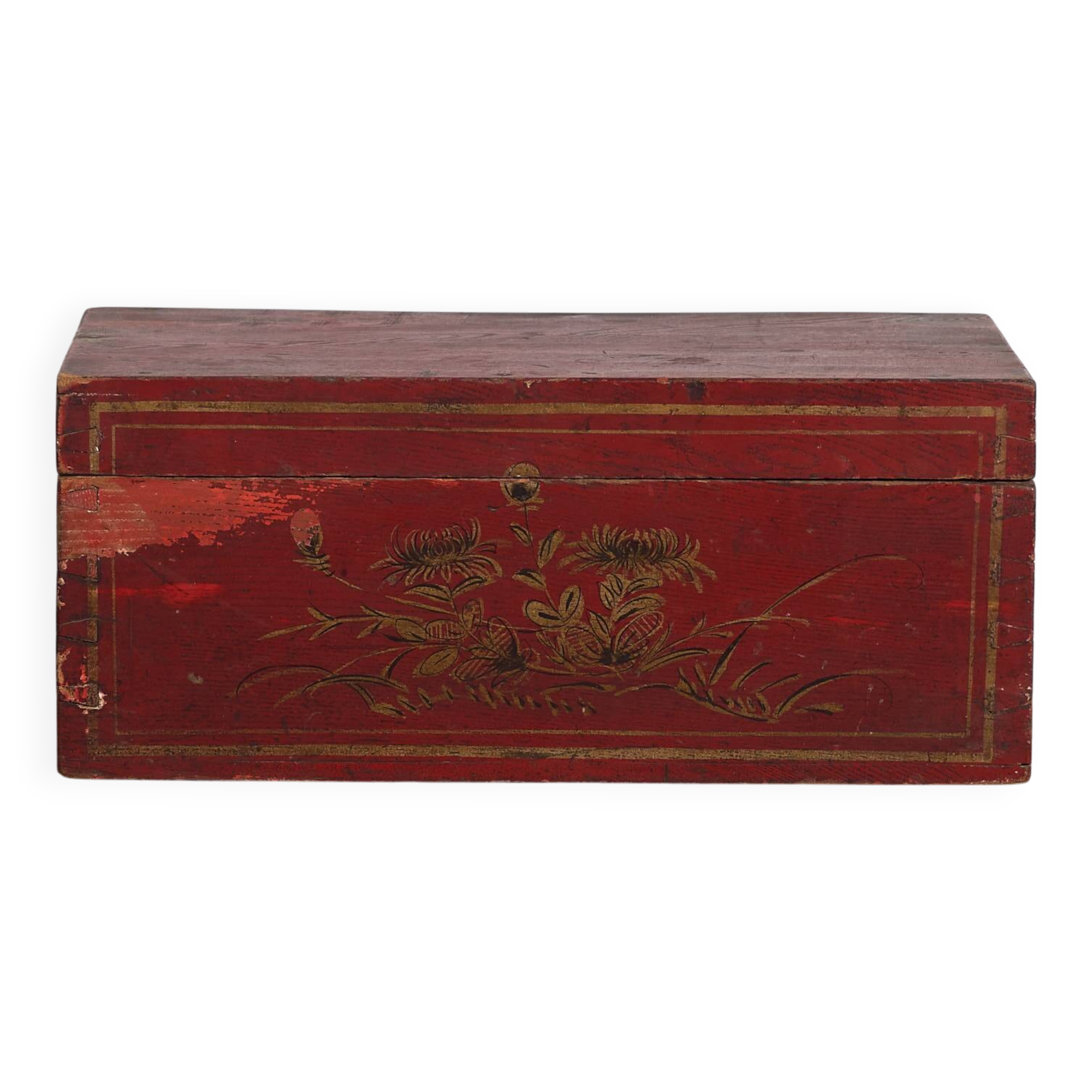 Small antique chest with floral details (c.1900) #30