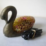 Night light lamp a swan in resin and stained glass glass deco office living room