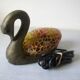 Night light lamp a swan in resin and stained glass glass deco office living room