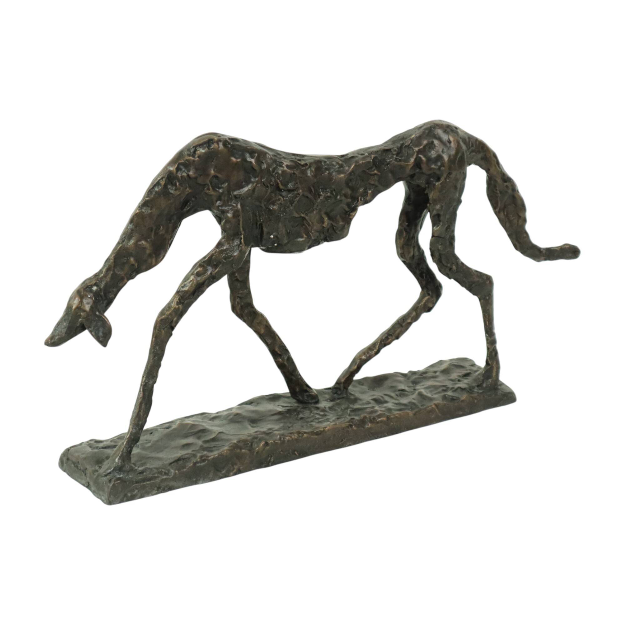 Statue en bronze d'après Alberto Giacometti Sculpture de chien 44 cm