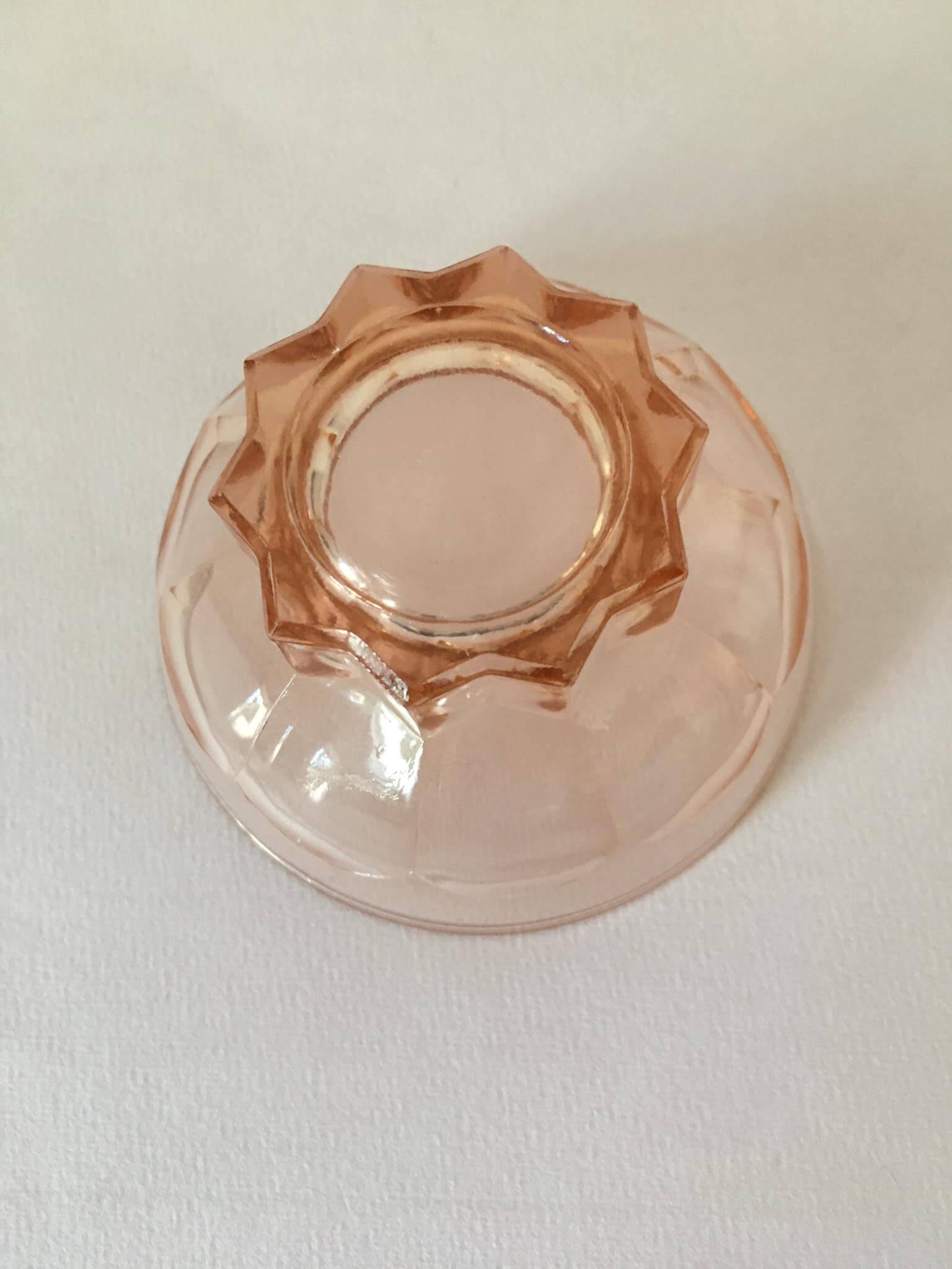 6 vintage pink molded glass cups