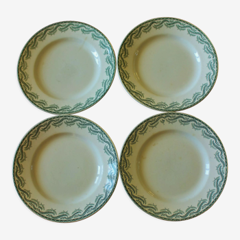 Lot 4 flat plates green foliage Réjane Saint Amand