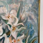 Mid Century Swedish Oil on Canvas – “White Lilies” by Torsten Hult