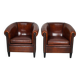 Vintage Dutch Cognac Leather Club Chairs, Set of 2