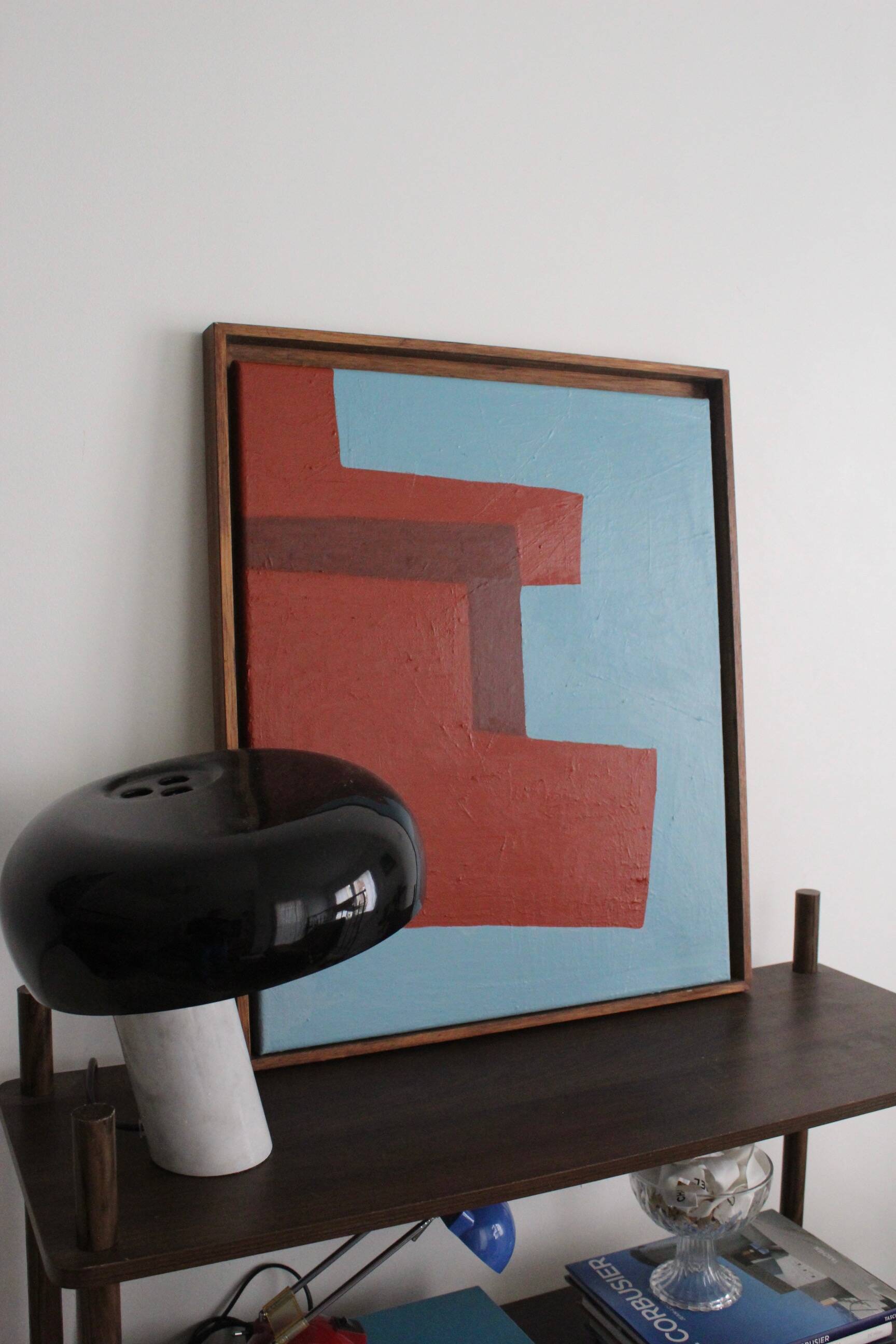 Minimalist canvas "structure in blue and red"