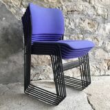 Set of 6 blue Howe 40/4 stacking chairs by David Rowland