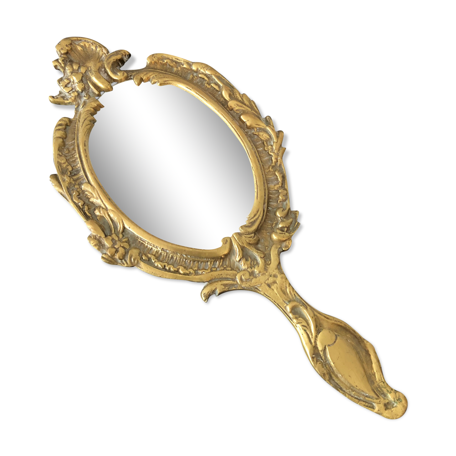 Brass hand mirror