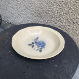 Hollow dish with blue rose motif, octagonal, vintage Digoin