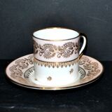 Litron cup from Limoges in porcelain with pink and gold decoration, signed Porcelaine d’Art PP.