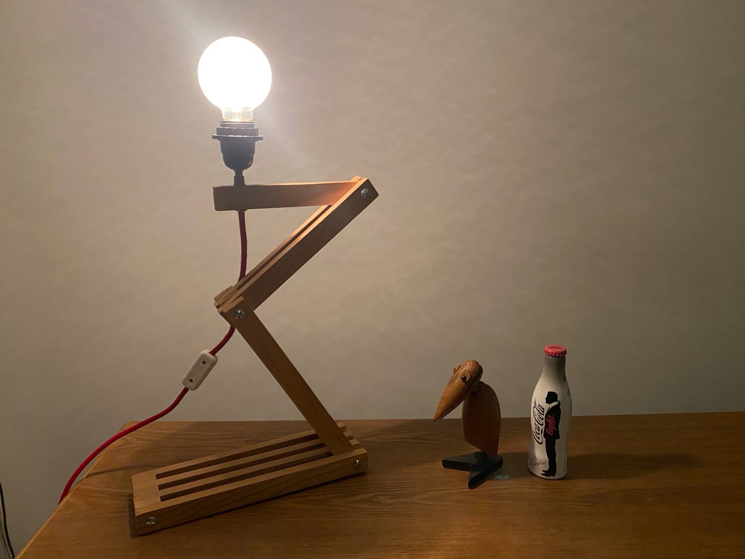 Accordion lamp, vintage Scandinavian design from the 90s, modernist design.
