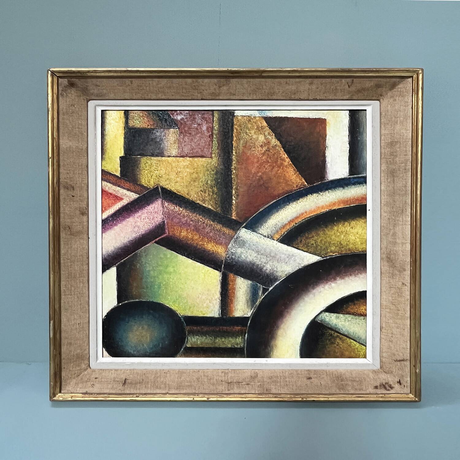 Cubist painting 1950 signed S. Montegnie
