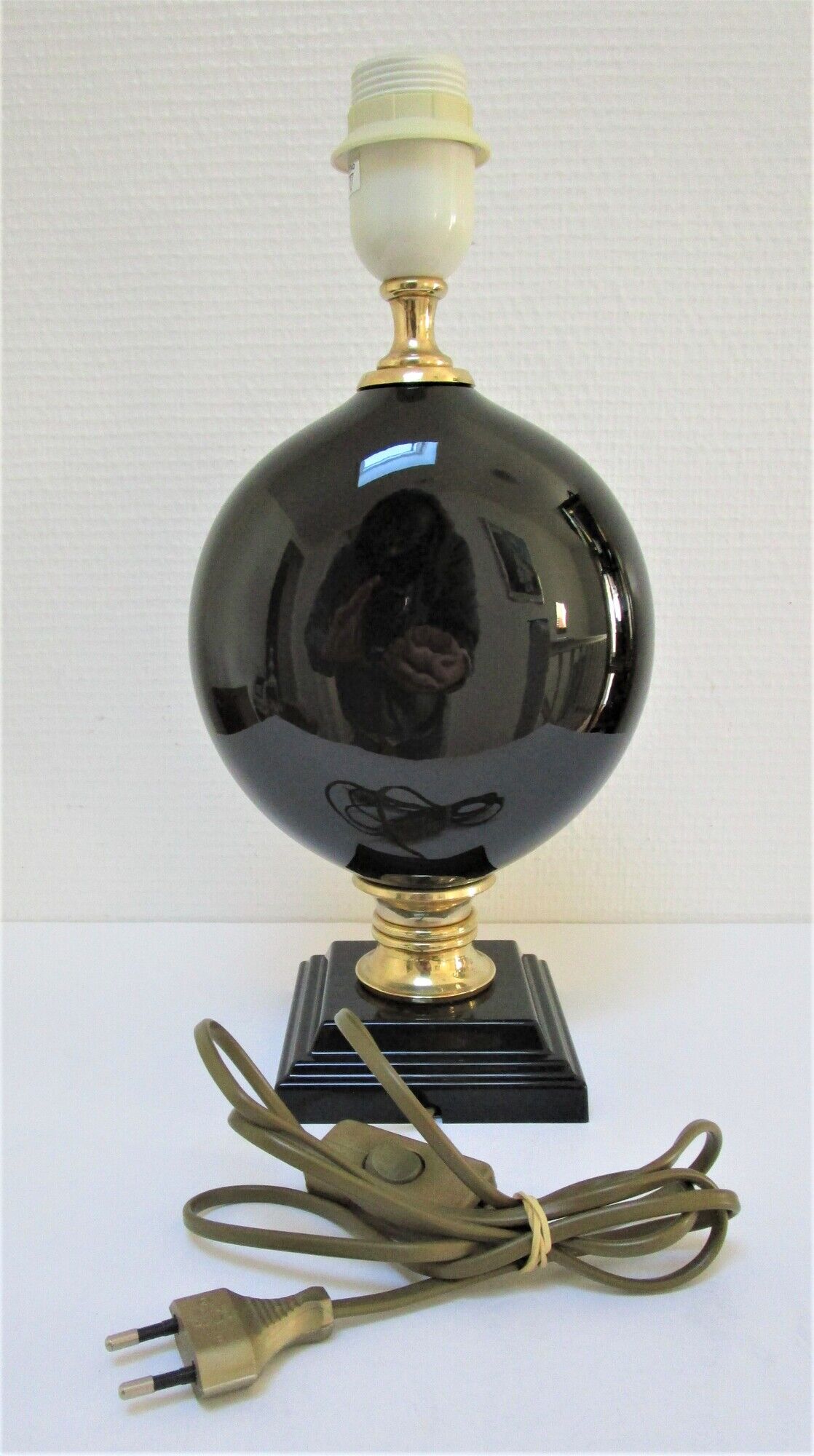 Black ceramic lamp foot robert de schuytener 90s