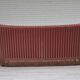 1960s, Danish 3-seater curved sofa, pink-salmon furniture velour, original.