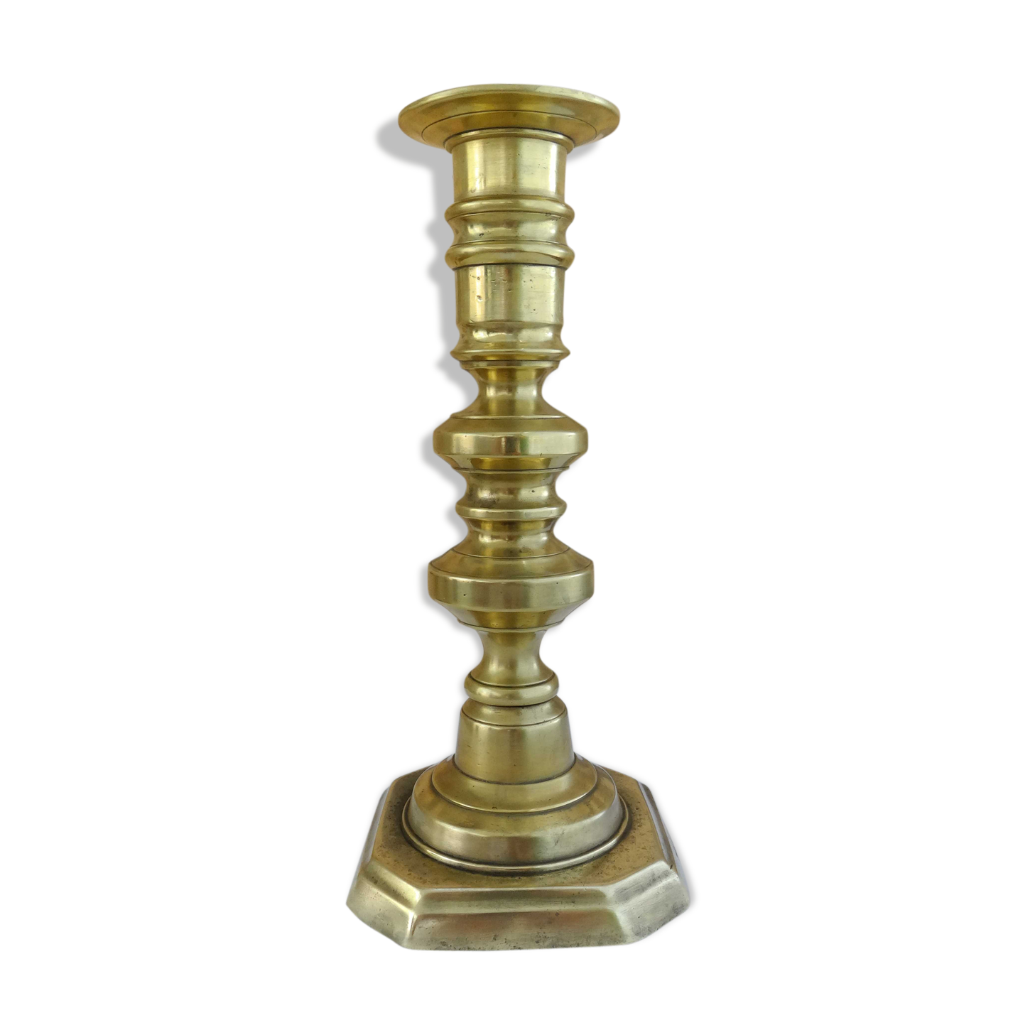 J. Barlow Old Brass Candlestick - 19th