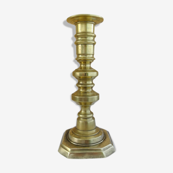 J. Barlow Old Brass Candlestick - 19th