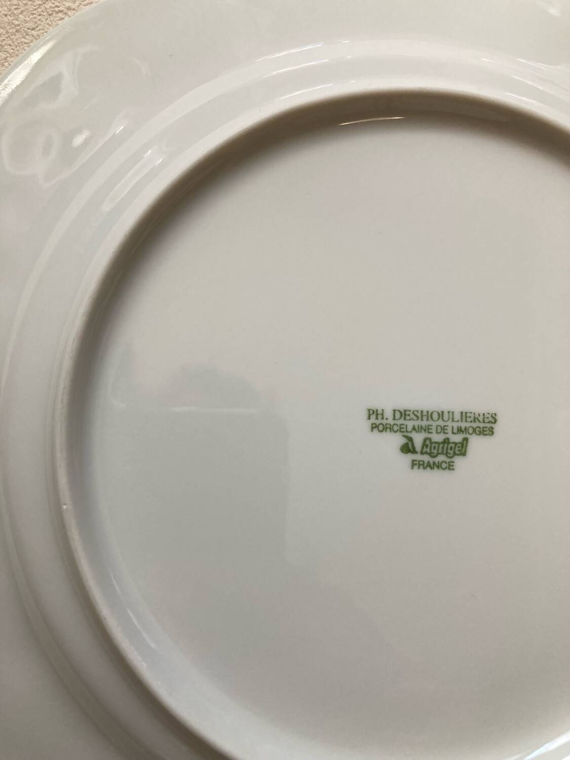 4 Limoges porcelain dinner plates Philippe Deshoulières California model