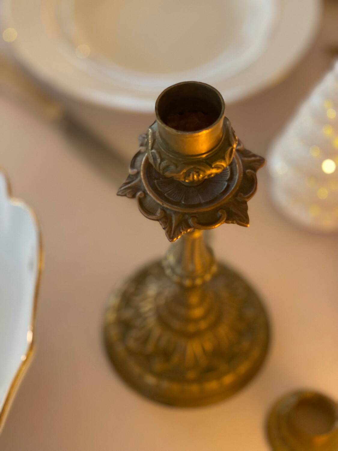 Old bronze candle holder