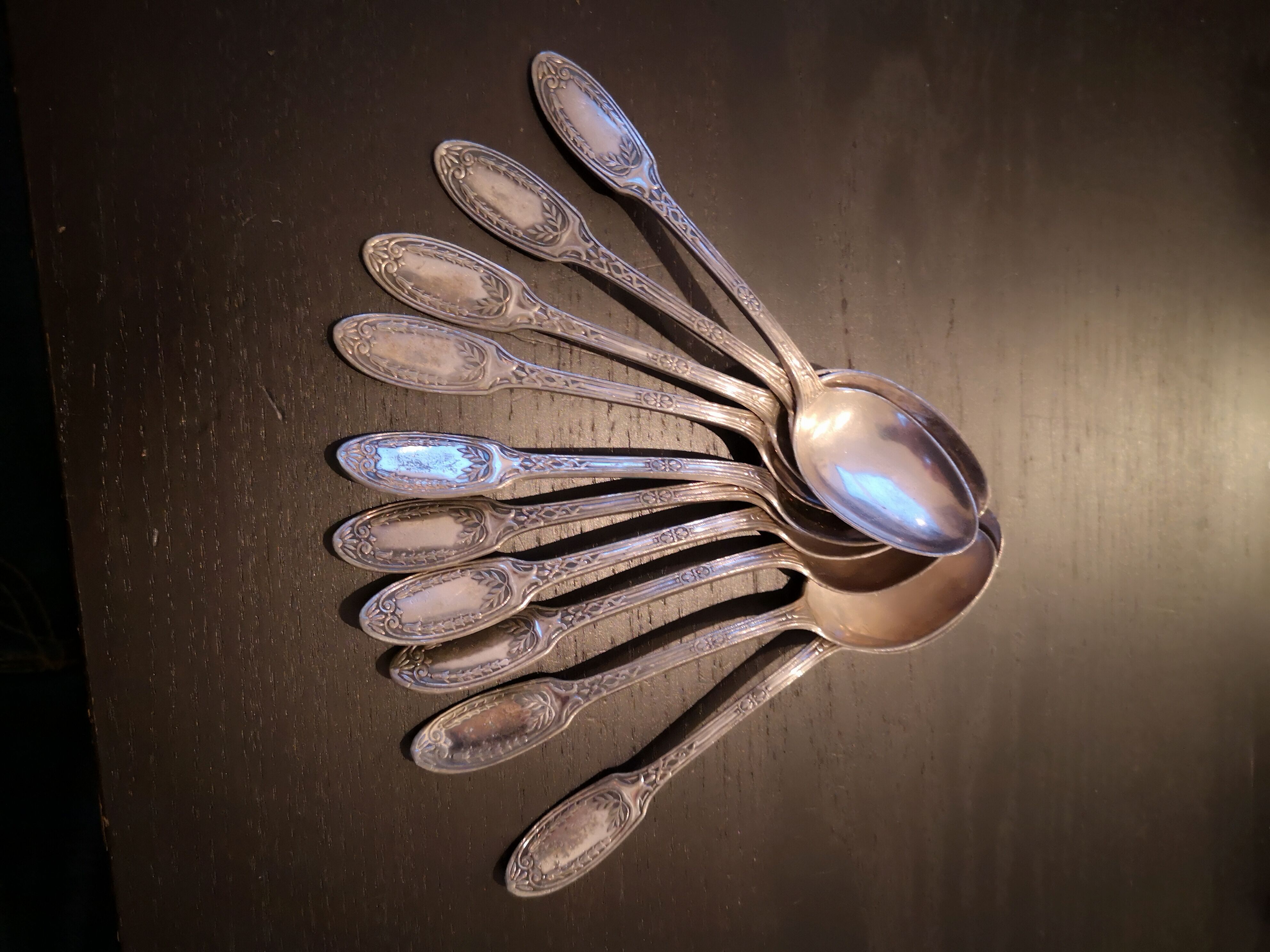 10 small silver metal spoons