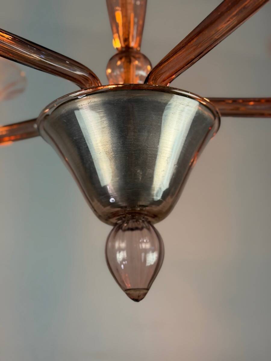 Venetian chandelier in amethyst Murano glass, circa 1920