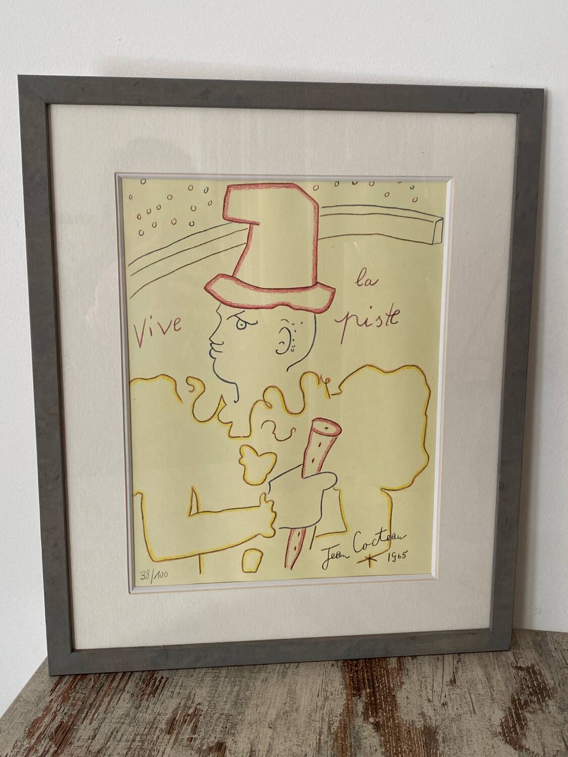 Lithograph, Long Live the Track, Jean Cocteau
