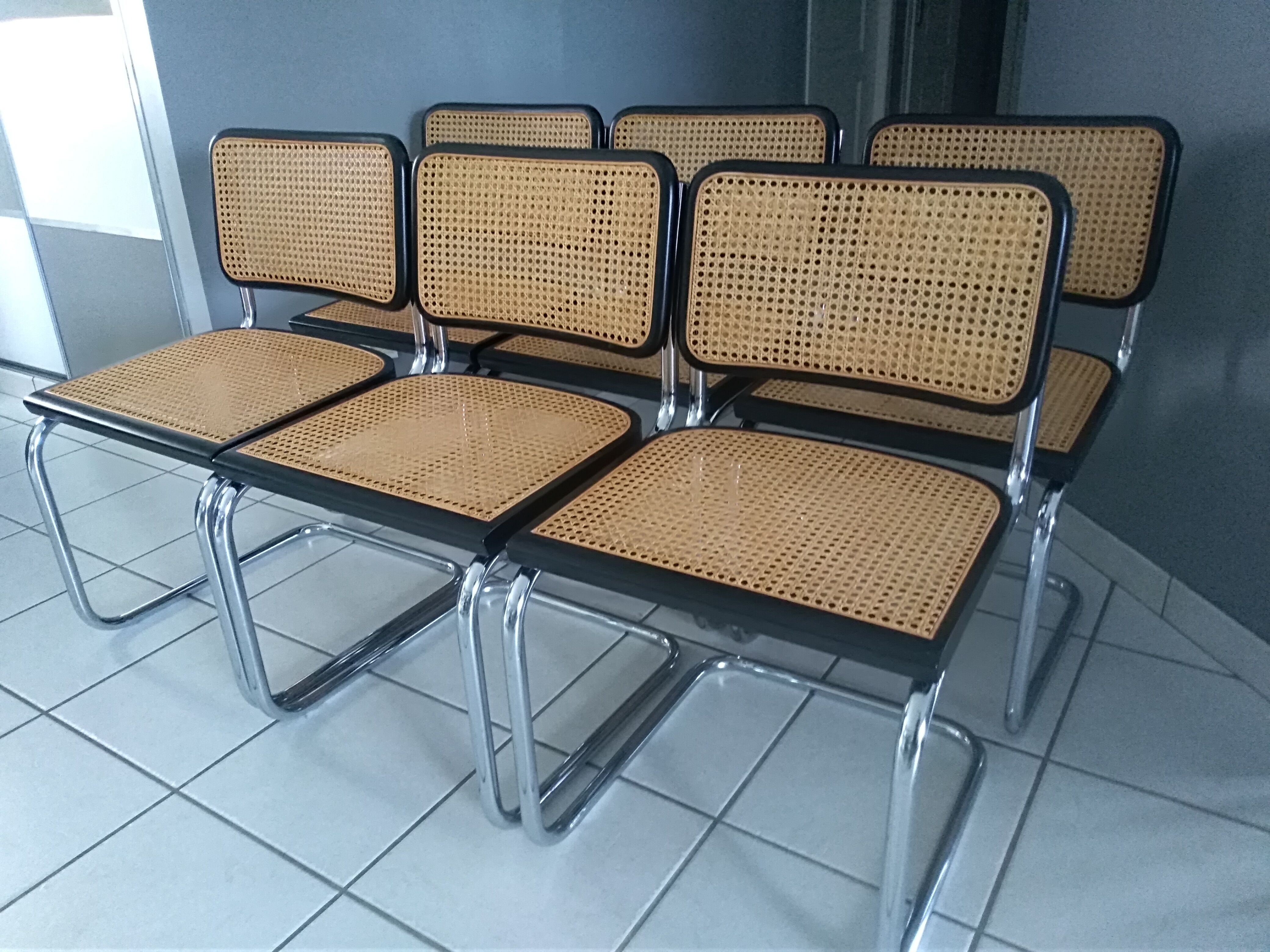 Suite of 6 chairs Cesca B32 by Marcel Breuer years 1992