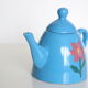 Blue ceramic teapot, vintage