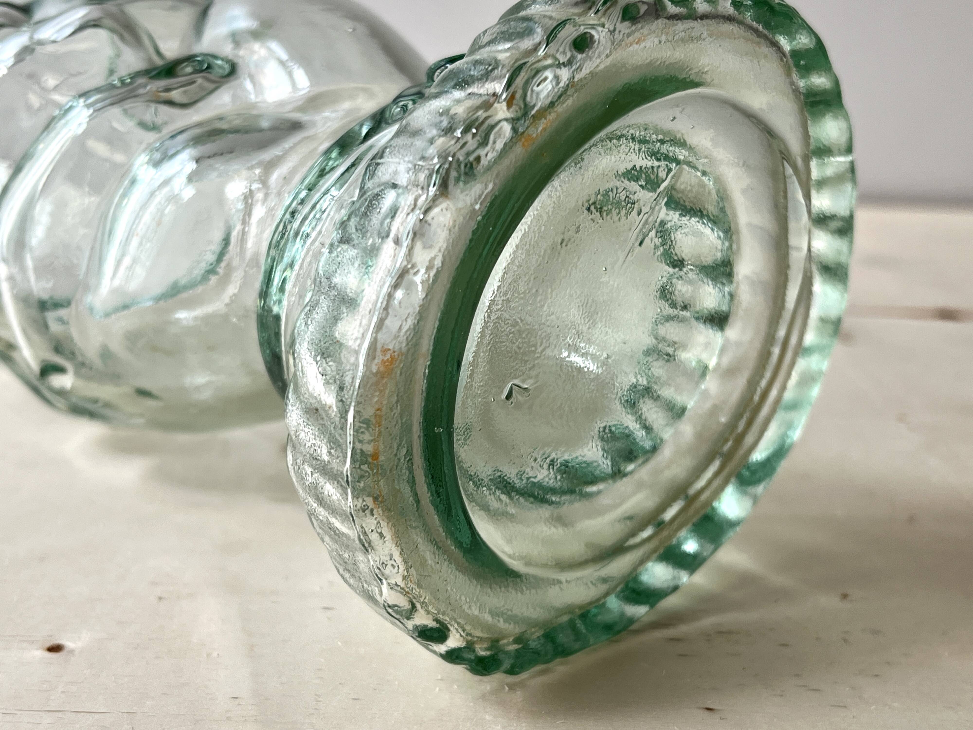 Legras glass bottle "transparent hand" circa 1920, antique carafe