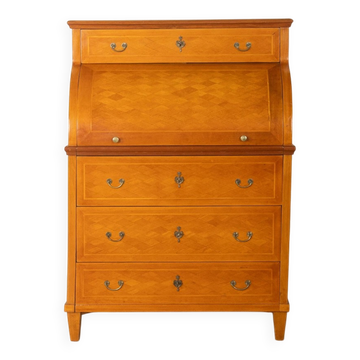 Biedermeier cylinder secretary in cherry wood, circa 1840