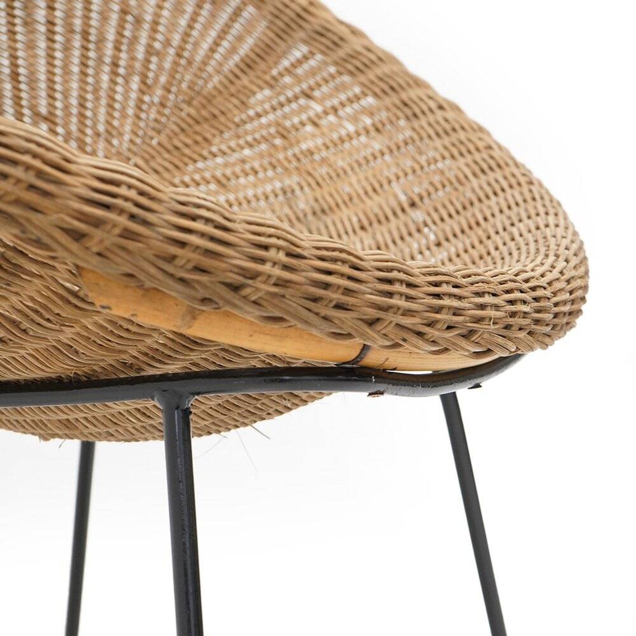Fauteuil en rotin tressé, années 1950