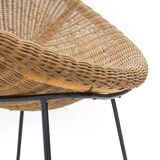 Woven rattan armchair, 1950s