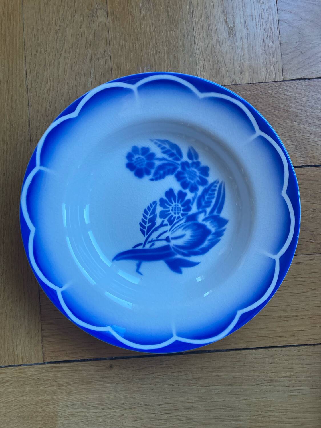 Deep plates André Sarreguemines Digoin blue flowers