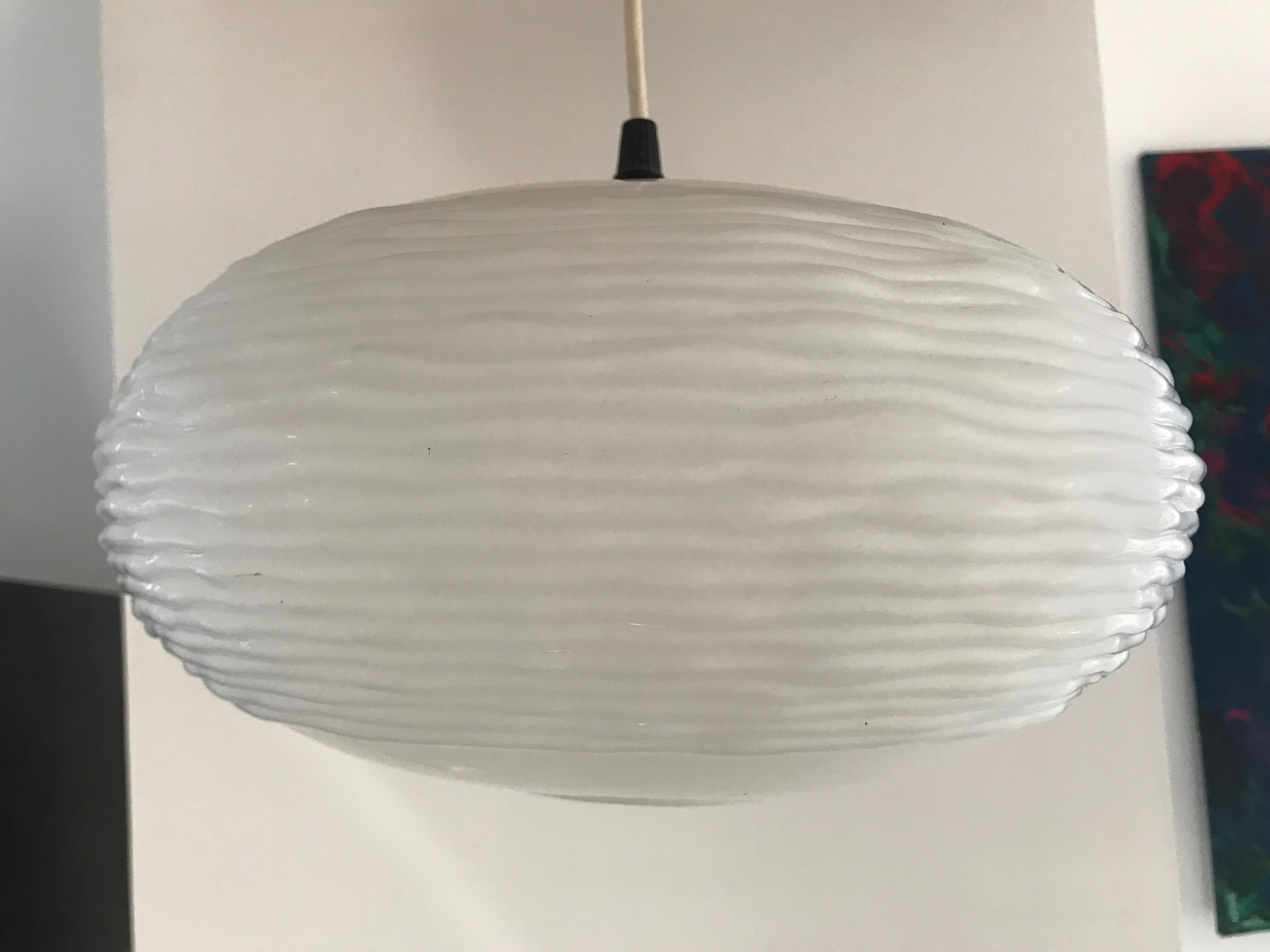 Opaline pendant lamp by louis kalff for Philips