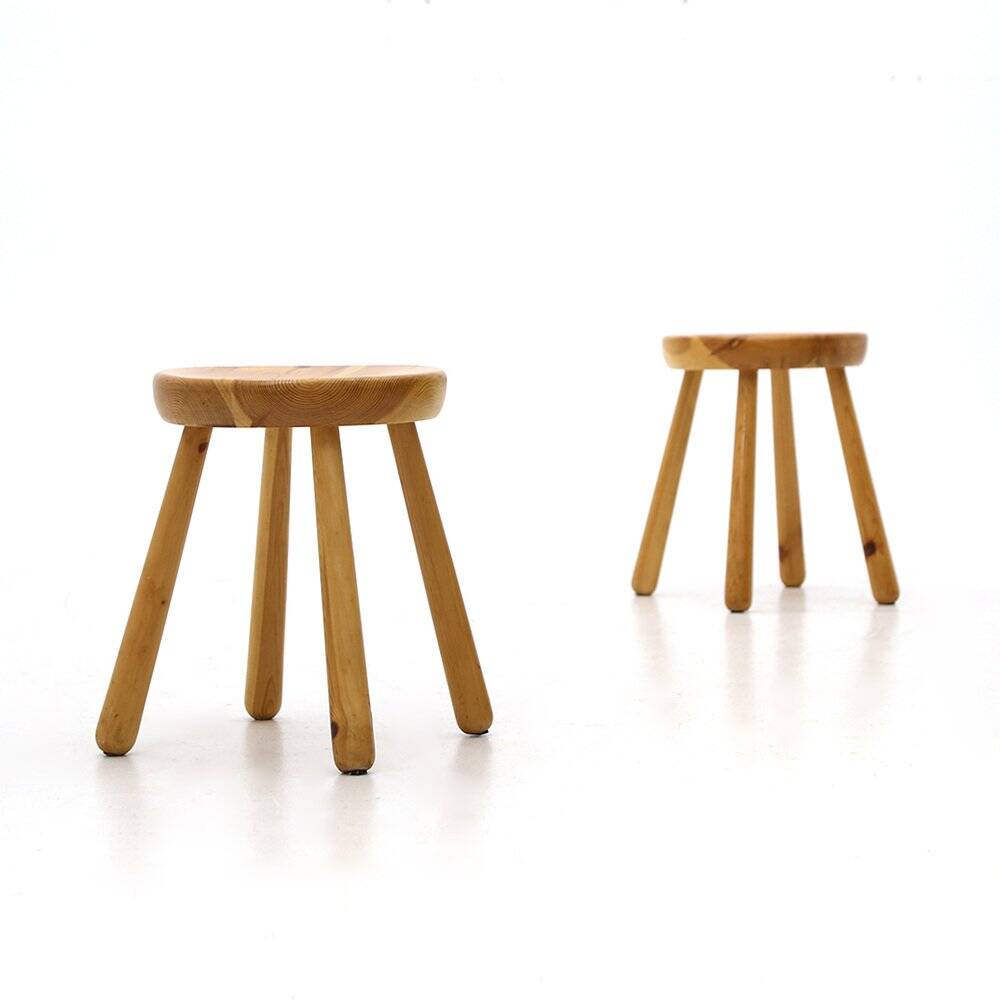 Solid pine stool, 1960s