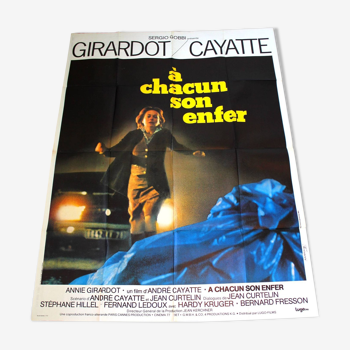 Affiche cinéma originale "A Chacun son Enfer" 1977 Girardot Cayatte 120x160 cm