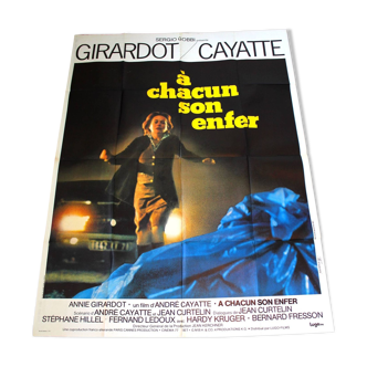 Affiche cinéma originale "A Chacun son Enfer" 1977 Girardot Cayatte 120x160 cm
